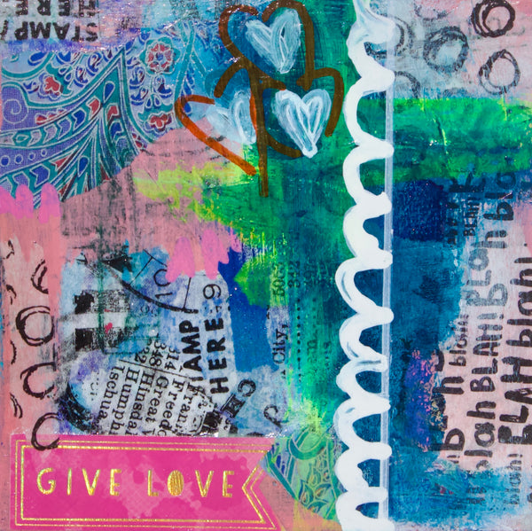 "Give and Take" Mixed Media Wood Block