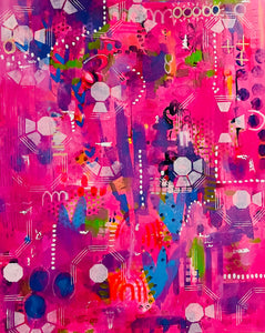 “Pink Orchestra 2” Original Mixed Media Art on Canvas (48x60in)